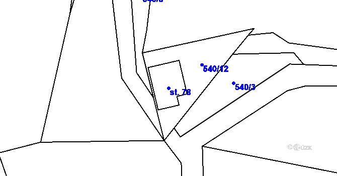 Parcela st. 78 v KÚ Bdín, Katastrální mapa