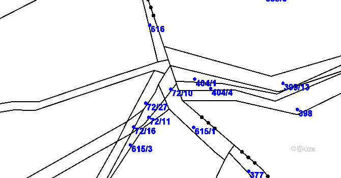 Parcela st. 72/10 v KÚ Bdín, Katastrální mapa