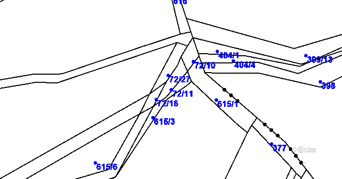Parcela st. 72/11 v KÚ Bdín, Katastrální mapa