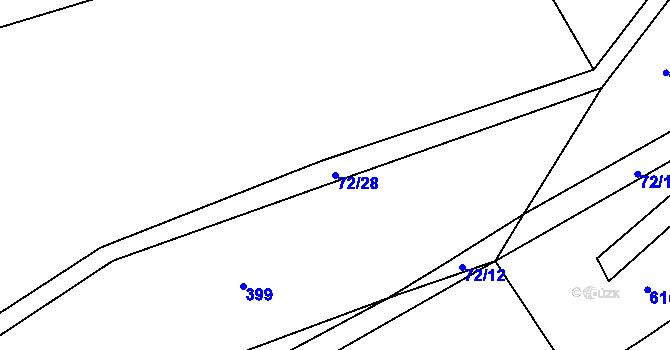Parcela st. 72/28 v KÚ Bdín, Katastrální mapa