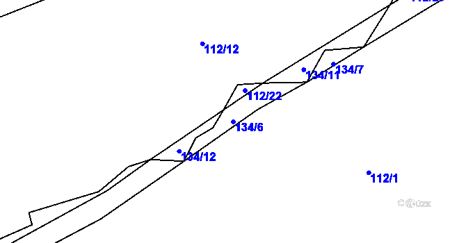 Parcela st. 134/6 v KÚ Bdín, Katastrální mapa