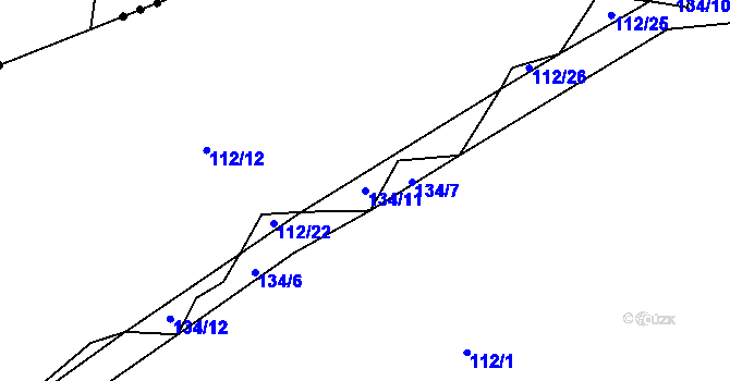 Parcela st. 134/11 v KÚ Bdín, Katastrální mapa