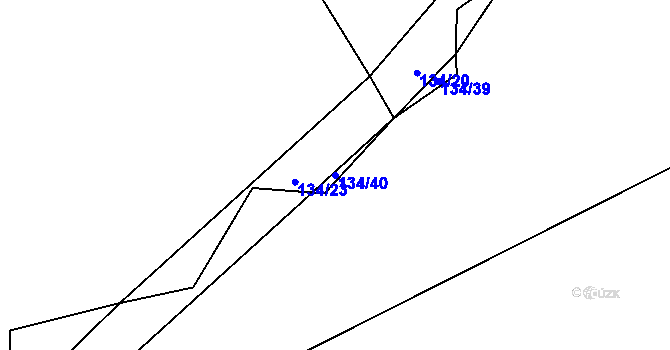 Parcela st. 134/40 v KÚ Bdín, Katastrální mapa