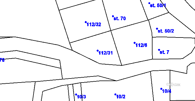 Parcela st. 112/31 v KÚ Bdín, Katastrální mapa