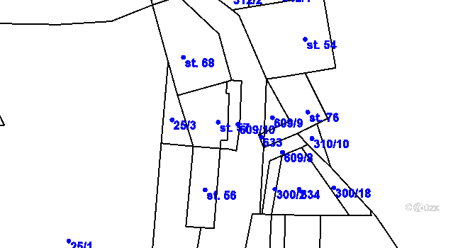 Parcela st. 609/10 v KÚ Bdín, Katastrální mapa