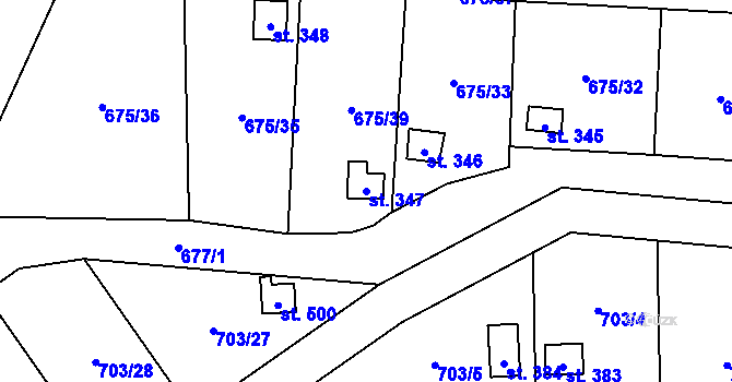 Parcela st. 347 v KÚ Bečov u Mostu, Katastrální mapa