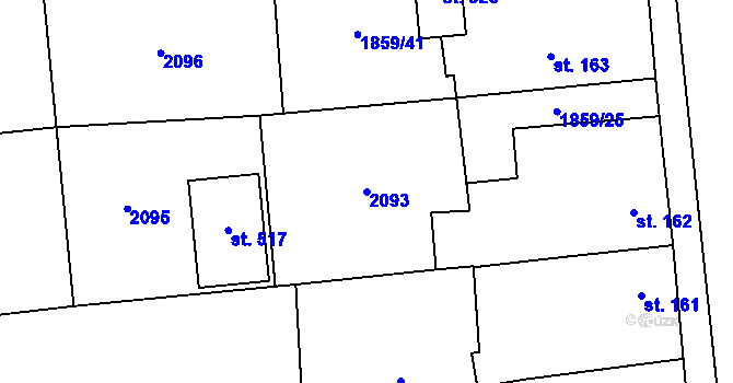 Parcela st. 2093 v KÚ Bečov u Mostu, Katastrální mapa