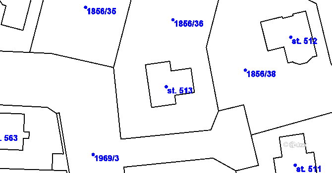 Parcela st. 513 v KÚ Bečov u Mostu, Katastrální mapa
