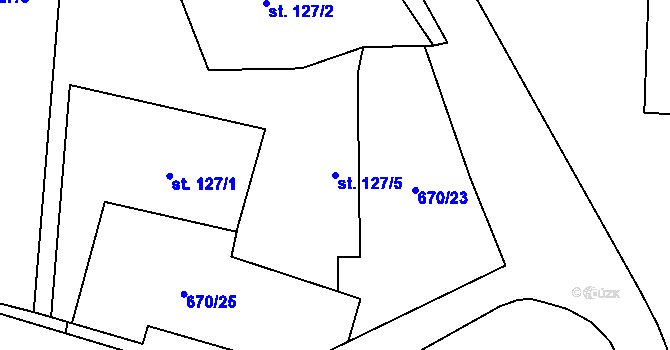Parcela st. 127/5 v KÚ Bečov u Mostu, Katastrální mapa