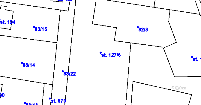 Parcela st. 127/6 v KÚ Bečov u Mostu, Katastrální mapa