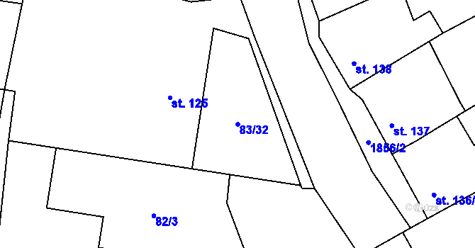 Parcela st. 83/32 v KÚ Bečov u Mostu, Katastrální mapa