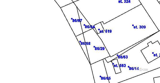 Parcela st. 86/68 v KÚ Bečov u Mostu, Katastrální mapa