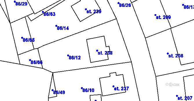Parcela st. 238 v KÚ Bečov u Mostu, Katastrální mapa