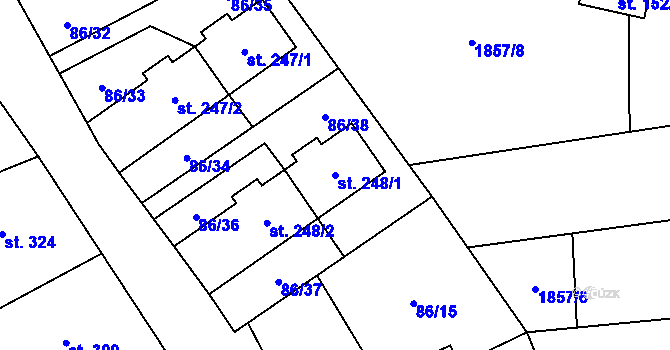 Parcela st. 248/1 v KÚ Bečov u Mostu, Katastrální mapa