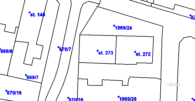 Parcela st. 273 v KÚ Bečov u Mostu, Katastrální mapa