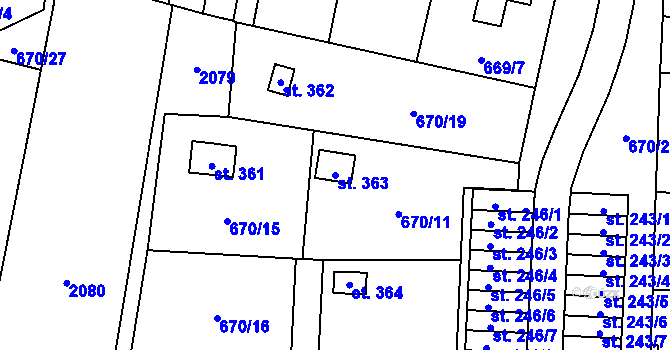 Parcela st. 363 v KÚ Bečov u Mostu, Katastrální mapa