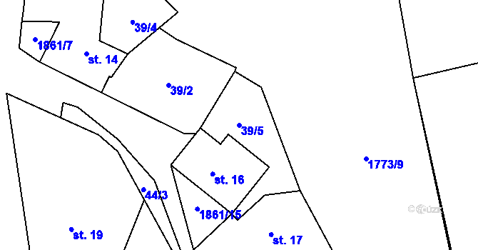 Parcela st. 39/5 v KÚ Bečov u Mostu, Katastrální mapa