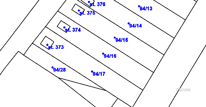 Parcela st. 94/16 v KÚ Bečov u Mostu, Katastrální mapa