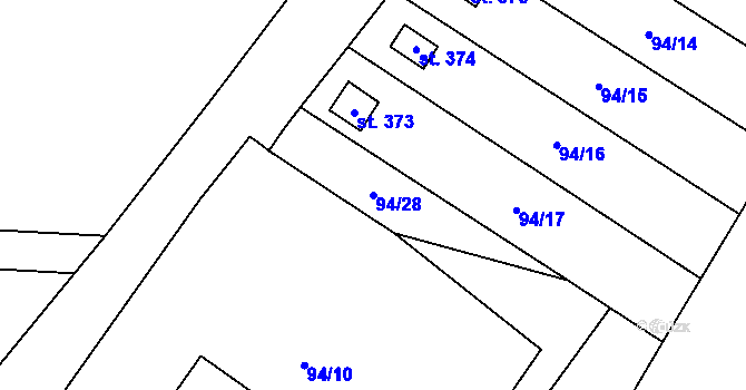 Parcela st. 94/28 v KÚ Bečov u Mostu, Katastrální mapa