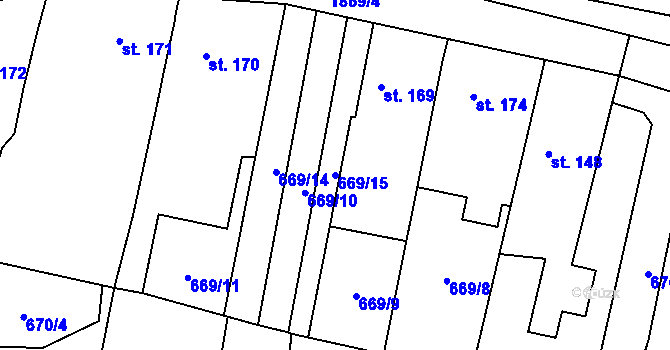 Parcela st. 669/15 v KÚ Bečov u Mostu, Katastrální mapa
