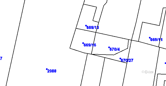 Parcela st. 669/16 v KÚ Bečov u Mostu, Katastrální mapa