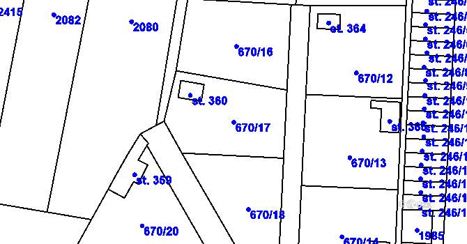 Parcela st. 670/17 v KÚ Bečov u Mostu, Katastrální mapa