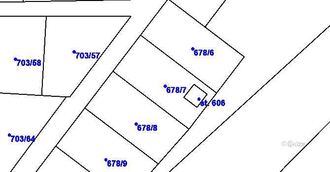 Parcela st. 678/7 v KÚ Bečov u Mostu, Katastrální mapa