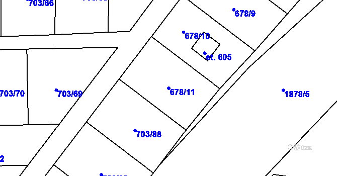 Parcela st. 678/11 v KÚ Bečov u Mostu, Katastrální mapa