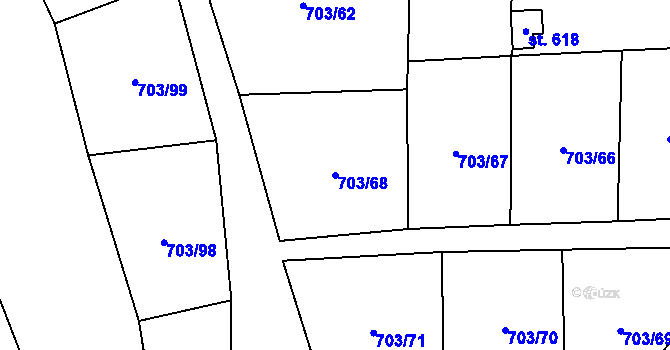 Parcela st. 703/68 v KÚ Bečov u Mostu, Katastrální mapa