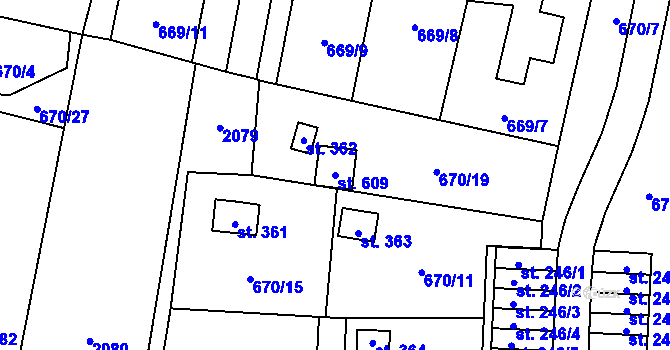 Parcela st. 609 v KÚ Bečov u Mostu, Katastrální mapa