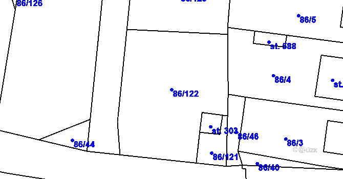 Parcela st. 86/122 v KÚ Bečov u Mostu, Katastrální mapa