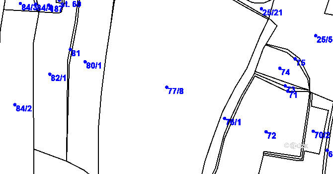 Parcela st. 77/8 v KÚ Milá, Katastrální mapa