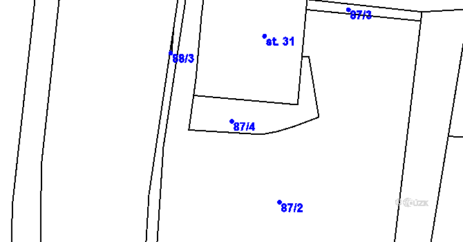 Parcela st. 87/4 v KÚ Milá, Katastrální mapa