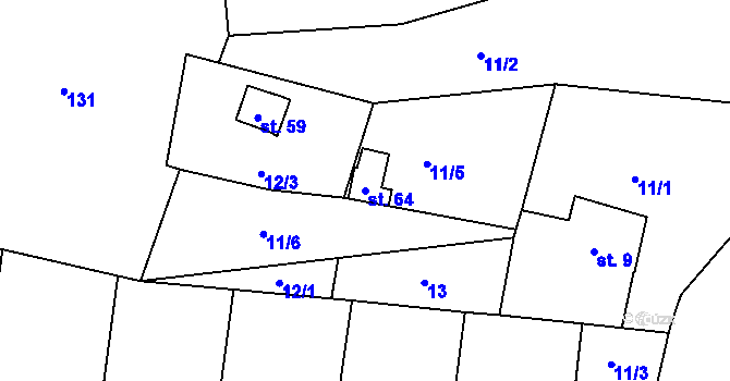 Parcela st. 64 v KÚ Milá, Katastrální mapa