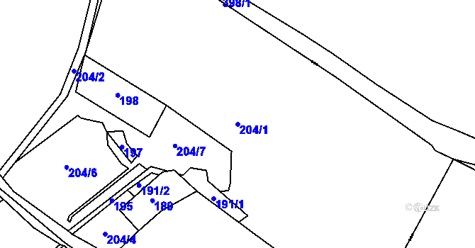 Parcela st. 204/1 v KÚ Zaječice u Bečova, Katastrální mapa