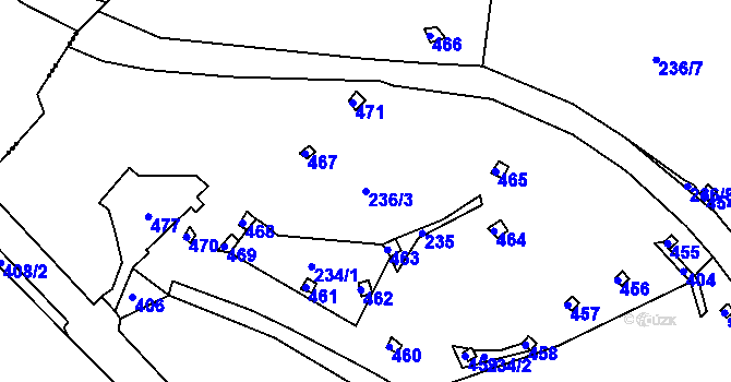 Parcela st. 236/3 v KÚ Zaječice u Bečova, Katastrální mapa