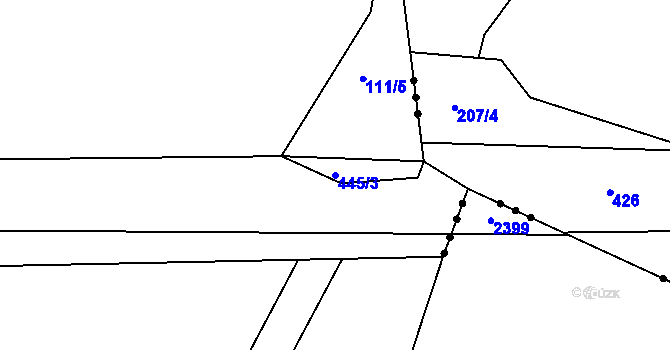 Parcela st. 445/3 v KÚ Zaječice u Bečova, Katastrální mapa