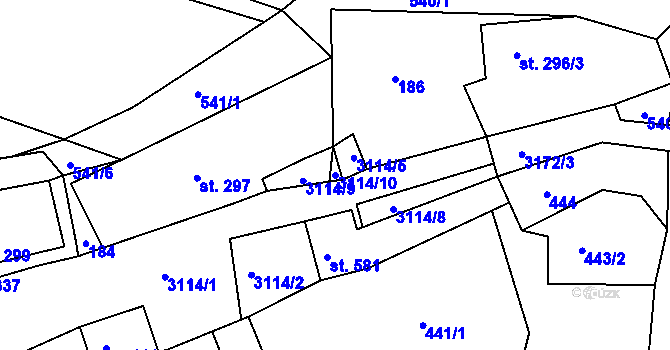 Parcela st. 3114/10 v KÚ Bečov nad Teplou, Katastrální mapa