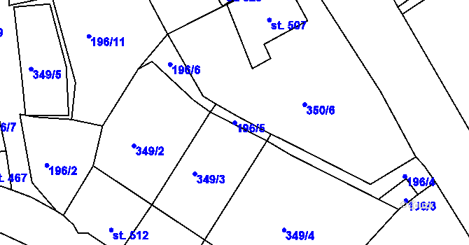 Parcela st. 196/5 v KÚ Bečov nad Teplou, Katastrální mapa
