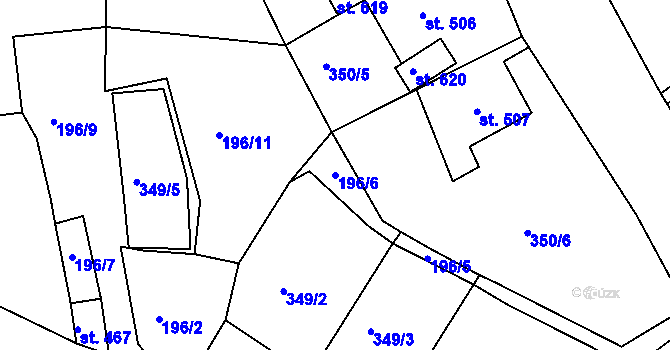 Parcela st. 196/6 v KÚ Bečov nad Teplou, Katastrální mapa