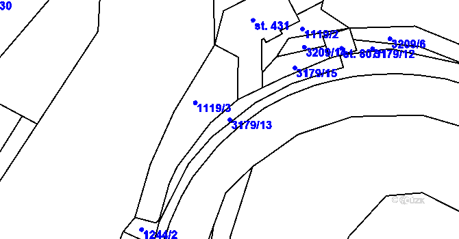 Parcela st. 3179/13 v KÚ Bečov nad Teplou, Katastrální mapa