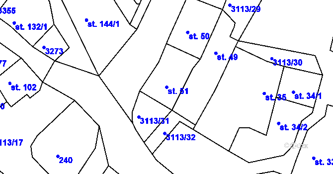 Parcela st. 51 v KÚ Bečov nad Teplou, Katastrální mapa