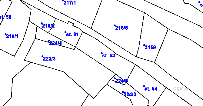 Parcela st. 63 v KÚ Bečov nad Teplou, Katastrální mapa