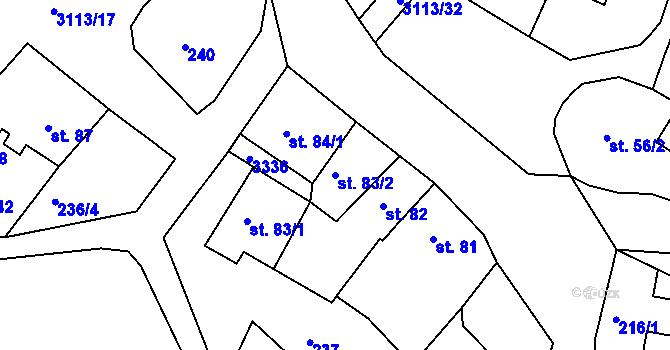 Parcela st. 83/2 v KÚ Bečov nad Teplou, Katastrální mapa