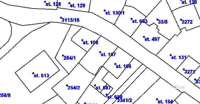 Parcela st. 107 v KÚ Bečov nad Teplou, Katastrální mapa