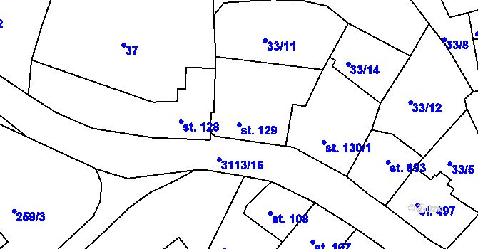 Parcela st. 129 v KÚ Bečov nad Teplou, Katastrální mapa