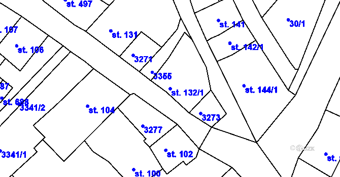 Parcela st. 132/1 v KÚ Bečov nad Teplou, Katastrální mapa