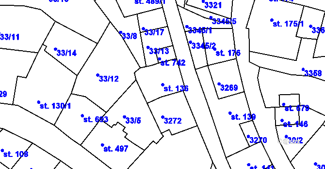 Parcela st. 136 v KÚ Bečov nad Teplou, Katastrální mapa