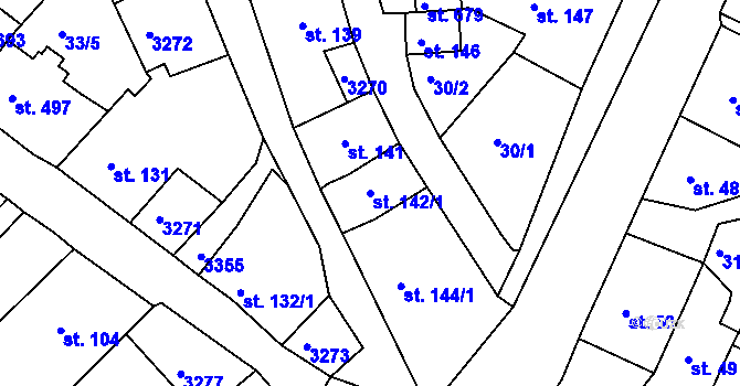 Parcela st. 142/1 v KÚ Bečov nad Teplou, Katastrální mapa