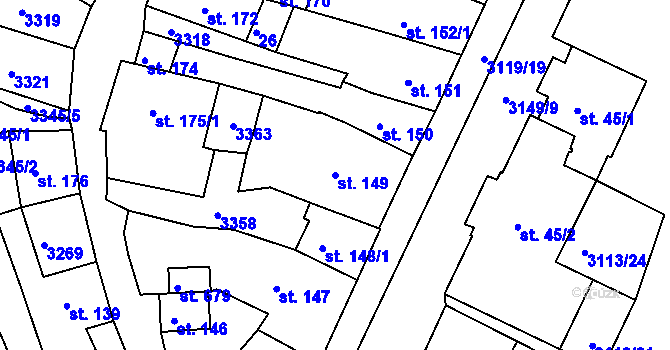 Parcela st. 149 v KÚ Bečov nad Teplou, Katastrální mapa